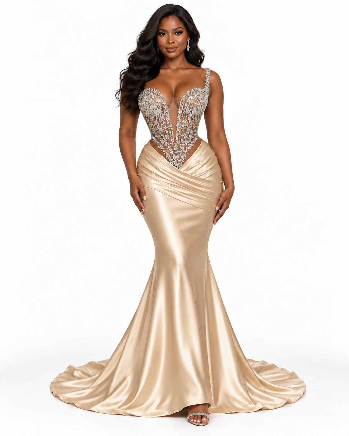 The Grand Affair Crystal Satin Gown